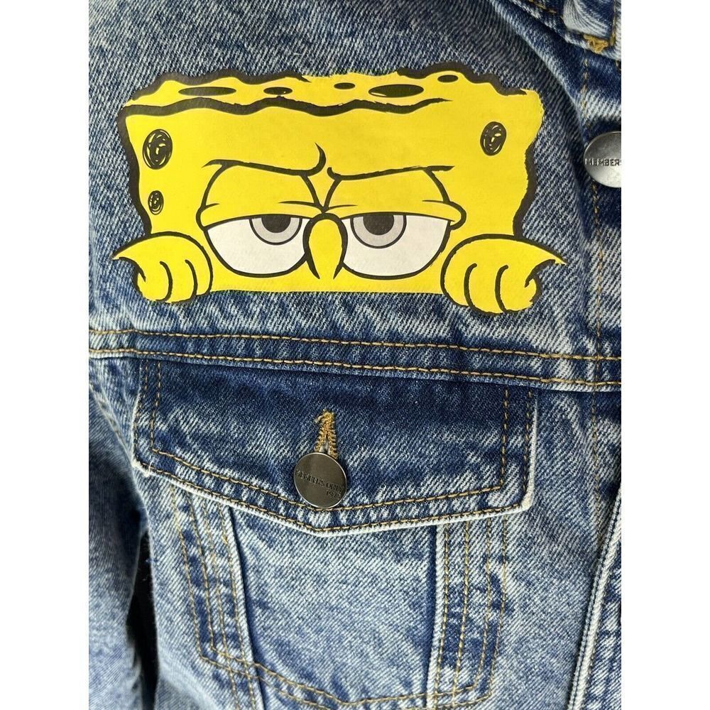 Members Only x Sponge Bob Trucker Denim Jean Jacket X Nickelodeon Size Small New - Picture 9 of 12
